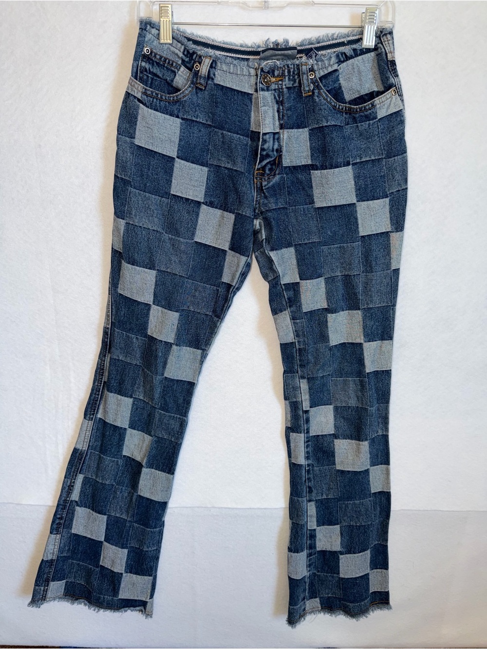 Vintage Zoey Beth Low Rise Patchwork Checkerboard Blue Jeans - Picture 11 of 11